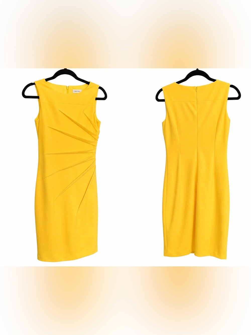 Calvin Klein Yellow Sheath Dress Size 4 Pageant Interview/Career Cocktail